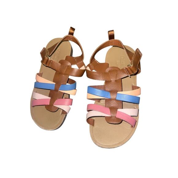 Girls Strappy Leather Adjustable Sandals- comfortable! . Osh Kosh- size 12.5 T - Picture 1 of 4